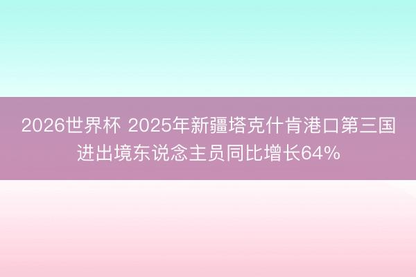 2026世界杯 2025年新疆塔克什肯港口第三国进出境东说念主员同比增长64%