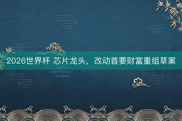 2026世界杯 芯片龙头，改动首要财富重组草案