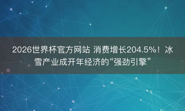 2026世界杯官方网站 消费增长204.5%!冰雪产业成开年经济的“强劲引擎”