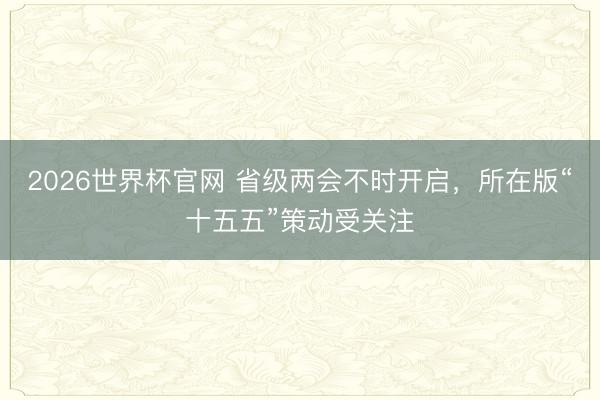 2026世界杯官网 省级两会不时开启,所在版“十五五”策动受关注