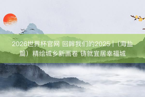 2026世界杯官网 回眸我们的2025 |(海盐篇)精绘城乡新画卷 铸就宜居幸福城