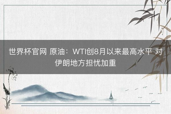 世界杯官网 原油:WTI创8月以来最高水平 对伊朗地方担忧加重