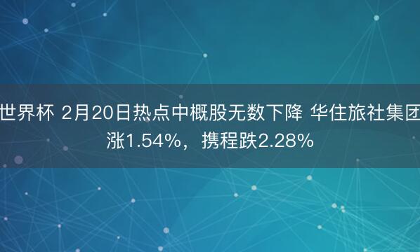 世界杯 2月20日热点中概股无数下降 华住旅社集团涨1.54%，携程跌2.28%