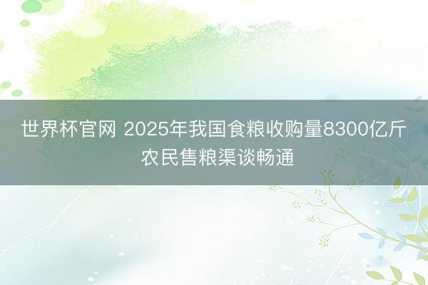 世界杯官网 2025年我国食粮收购量8300亿斤 农民售粮渠谈畅通
