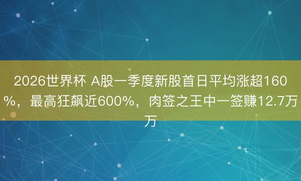 2026世界杯 A股一季度新股首日平均涨超160%，最高狂飙近600%，肉签之王中一签赚12.7万