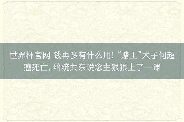 世界杯官网 钱再多有什么用! “赌王”犬子何超蕸死亡, 给统共东说念主狠狠上了一课