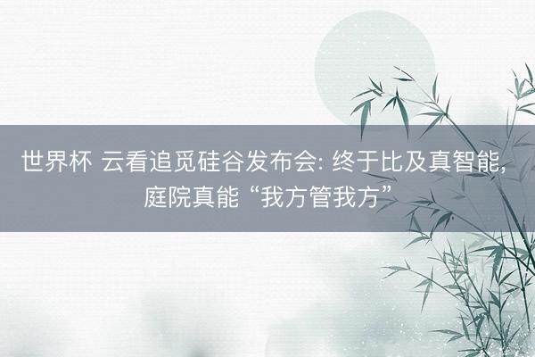 世界杯 云看追觅硅谷发布会: 终于比及真智能， 庭院真能 “我方管我方”