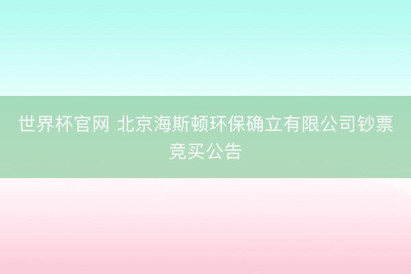 世界杯官网 北京海斯顿环保确立有限公司钞票竞买公告