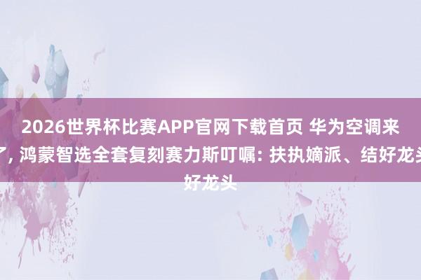 2026世界杯比赛APP官网下载首页 华为空调来了， 鸿蒙智选全套复刻赛力斯叮嘱: 扶执嫡派、结好龙头