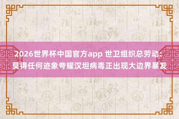 2026世界杯中国官方app 世卫组织总劳动: 莫得任何迹象夸耀汉坦病毒正出现大边界暴发