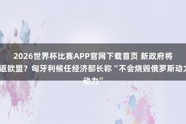 2026世界杯比赛APP官网下载首页 新政府将重返欧盟？匈牙利候任经济部长称“不会烧毁俄罗斯动力”