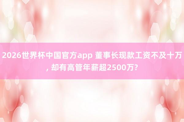 2026世界杯中国官方app 董事长现款工资不及十万， 却有高管年薪超2500万?