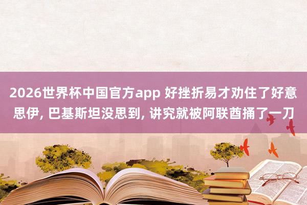 2026世界杯中国官方app 好挫折易才劝住了好意思伊， 巴基斯坦没思到， 讲究就被阿联酋捅了一刀