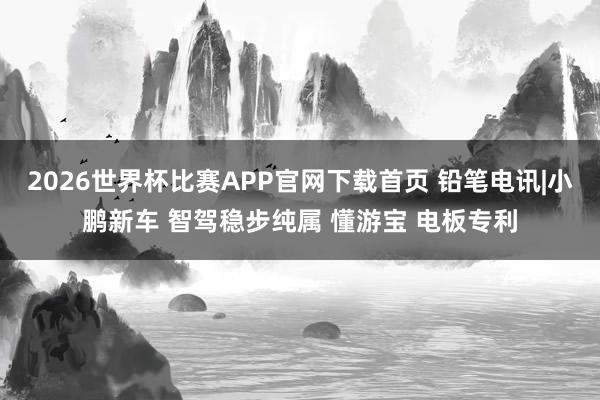 2026世界杯比赛APP官网下载首页 铅笔电讯|小鹏新车 智驾稳步纯属 懂游宝 电板专利