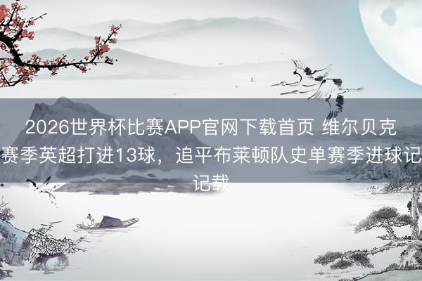 2026世界杯比赛APP官网下载首页 维尔贝克本赛季英超打进13球，追平布莱顿队史单赛季进球记载