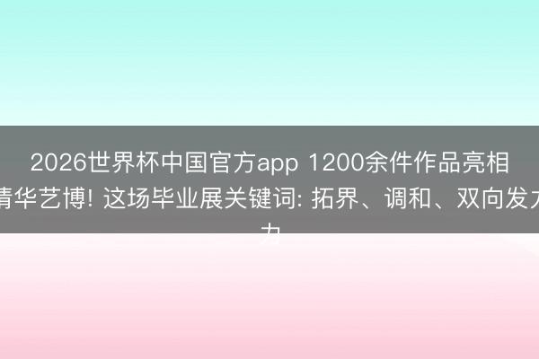 2026世界杯中国官方app 1200余件作品亮相清华艺博! 这场毕业展关键词: 拓界、调和、双向发力