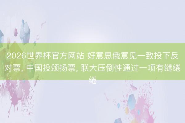 2026世界杯官方网站 好意思俄意见一致投下反对票， 中国投颂扬票， 联大压倒性通过一项有缱绻