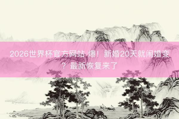 2026世界杯官方网站 爆！新婚20天就闹婚变？最新恢复来了