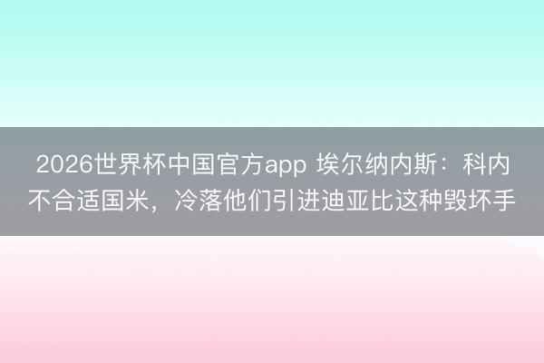 2026世界杯中国官方app 埃尔纳内斯：科内不合适国米，冷落他们引进迪亚比这种毁坏手