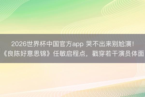 2026世界杯中国官方app 哭不出来别尬演！《良陈好意思锦》任敏启程点，戳穿若干演员体面