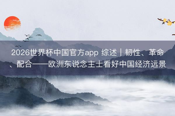2026世界杯中国官方app 综述｜韧性、革命、配合——欧洲东说念主士看好中国经济远景